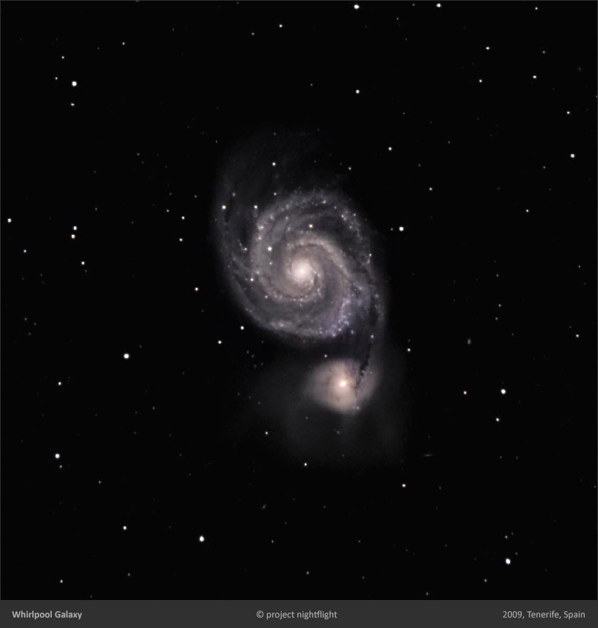M51 whirlpool galaxy with BRT bradford robotic telescope by project nightflight