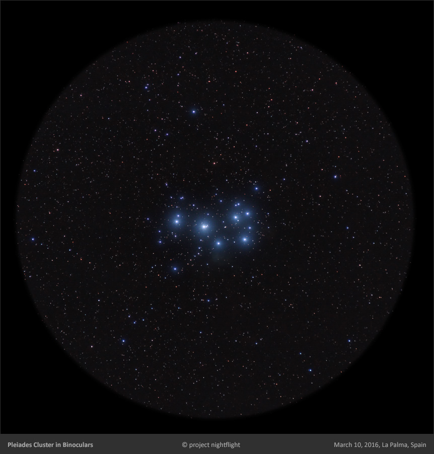 m45 pleiades cluster as visible in binoculars