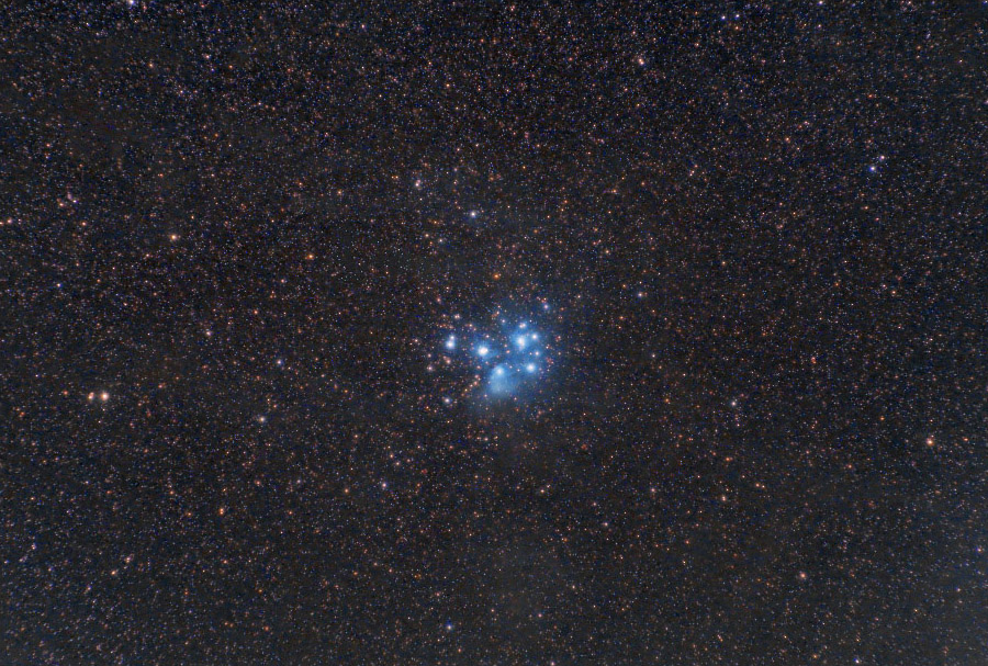 Pleiades Star Cluster imaged at the Grossmugl Star Walk Installation / Sternenweg Großmugl
