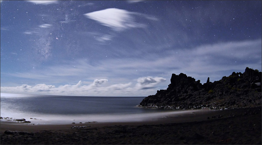 Astronomical Audio Picture La Palma Moonlit Beach and Atlantic Waves