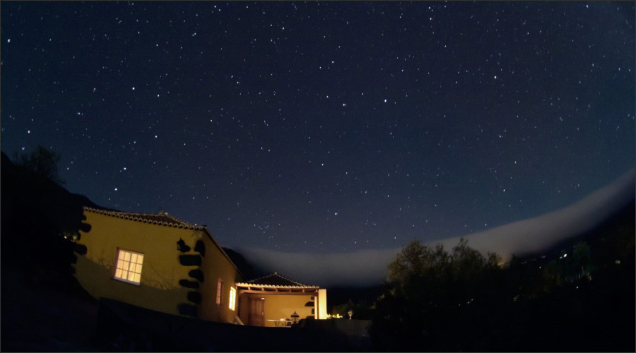 Astronomical Audio Picture La Palma Rural House at Dawn and Roosters
